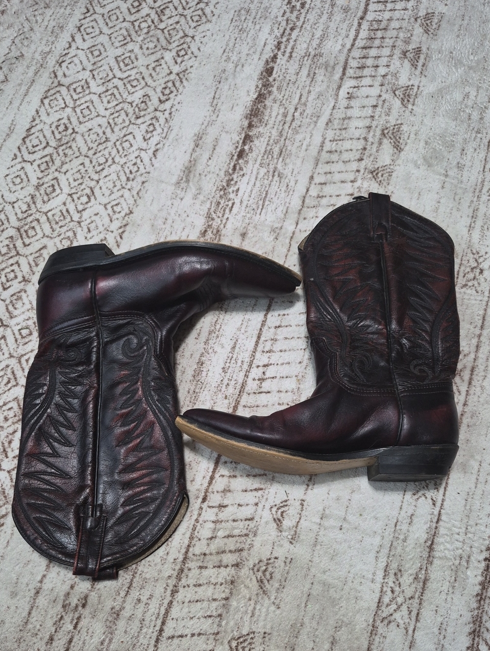 Dan Post Dark Burgundy Western Leather Cowboy Boots